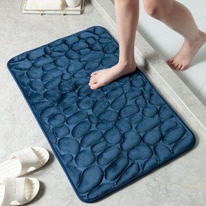 Oasis Spaces High Absorption Cobblestone Memory Foam Bathroom Mat BROWN NEW